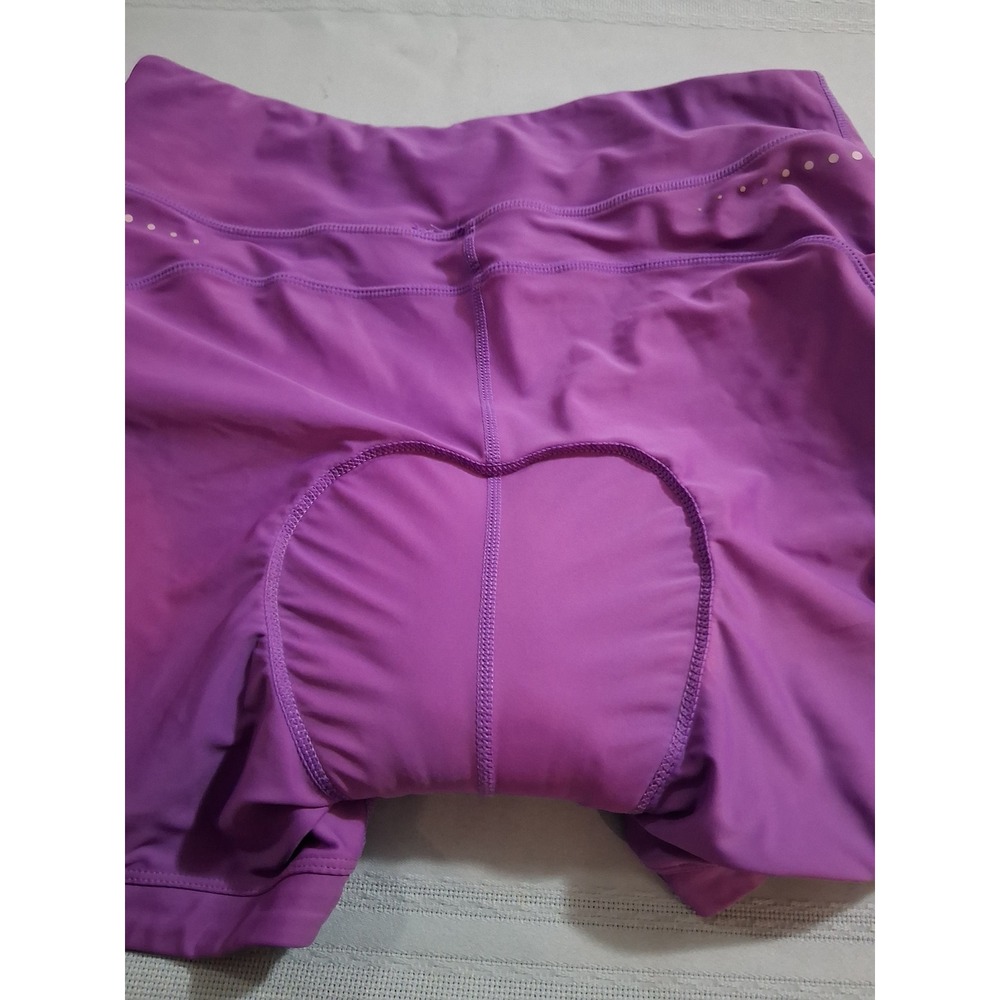 Bikewa Purple Padded Cycling Shorts XL Women 3D Foam Chamois Rear Zip Pocket